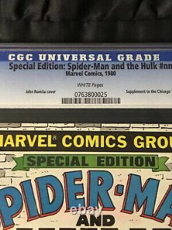 1980 Special Edition Spider-Man and Hulk CGC 9.8 White Pgs Chicago Tribune Supp