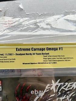 Extreme Carnage Omega (#1) Deadpool 30th Variant Cvr Cgc 9.8 Signed By Leifeld