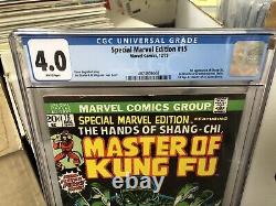 SPECIAL MARVEL EDITION #15 (Shang-Chi Master of Kung Fu 1st app) CGC 4.0 VG 1973